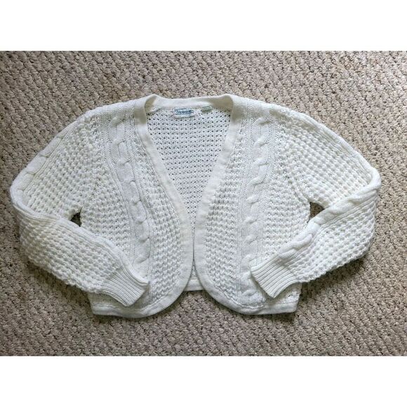Sweaters - Vintage Ivory‎ Cream Crochet Cardigan Shenanigans Size L Sweater Cottage Boho